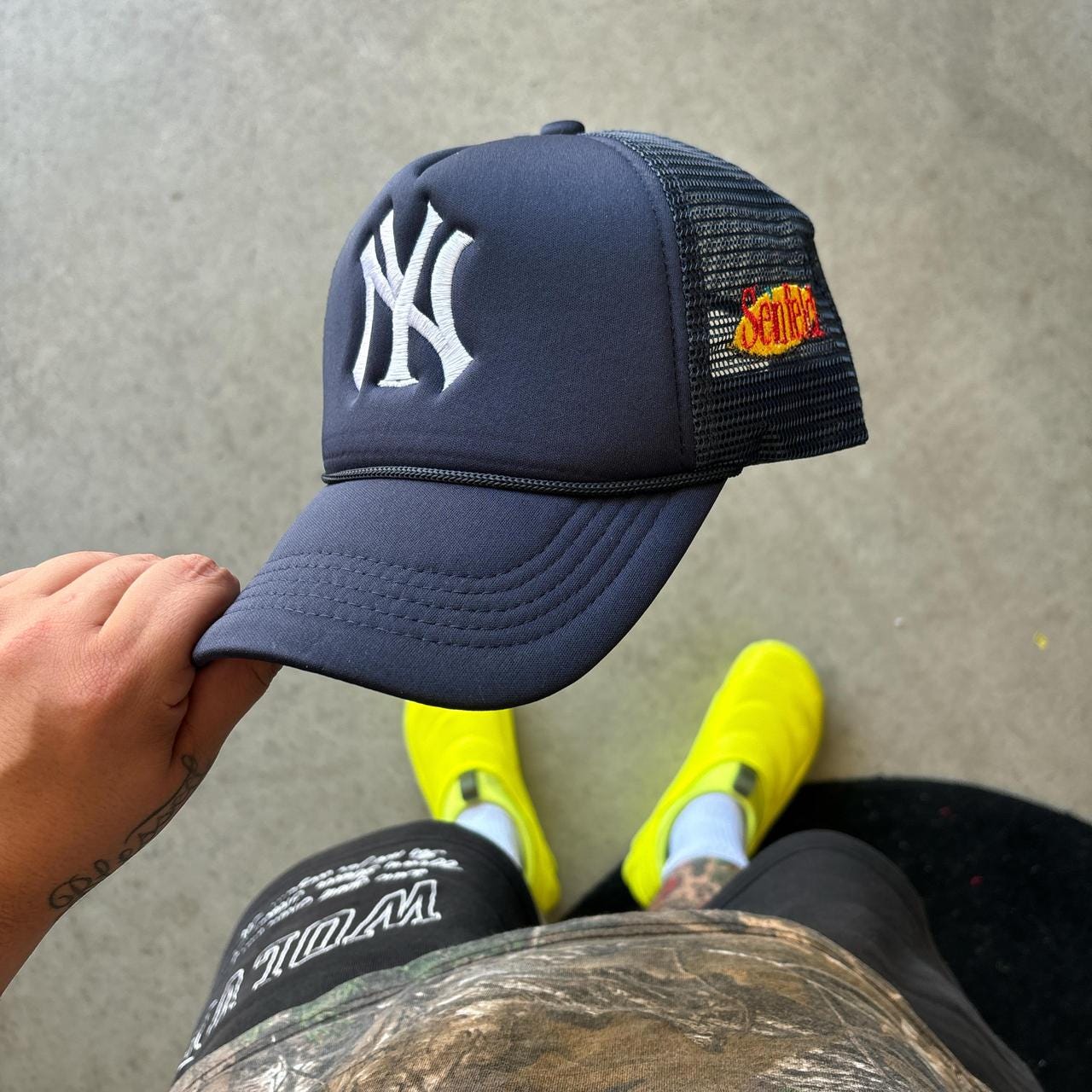 Seinfeld Yankees Trucker hat logo