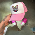 Dipset Harlem World Trucker hat Pink and white