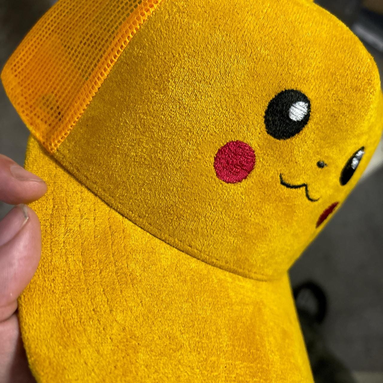 Yellow Pikachu Suade snapback hat