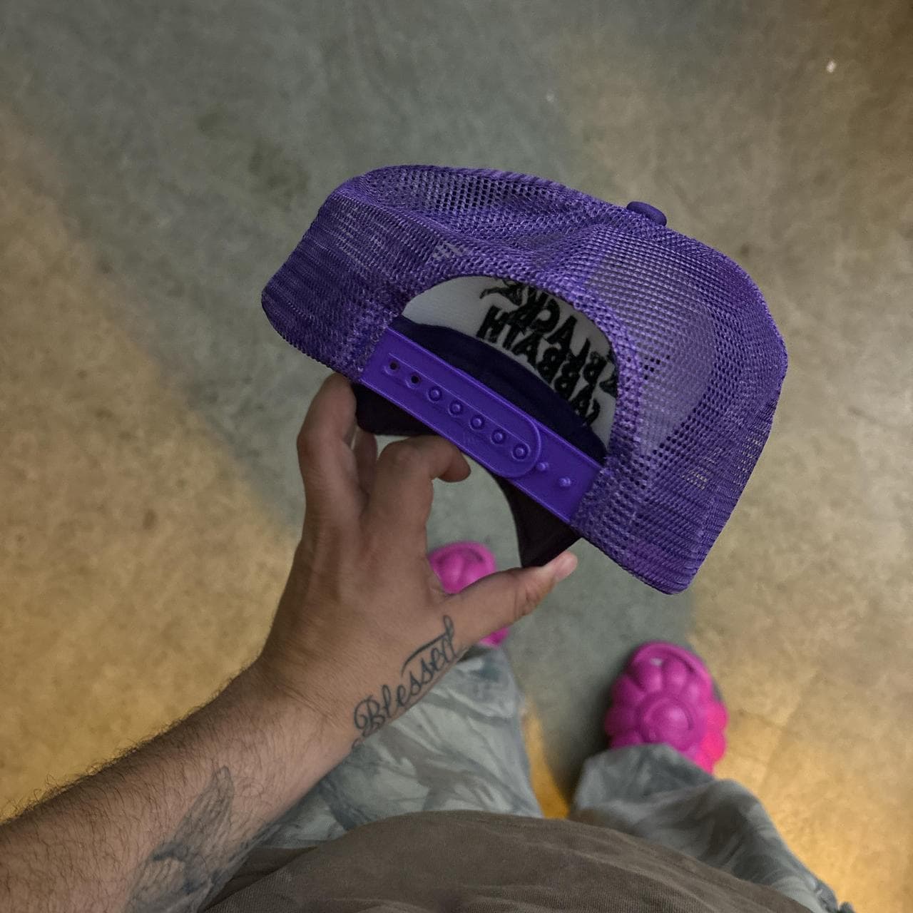Black Sabbath trucker hat in purple