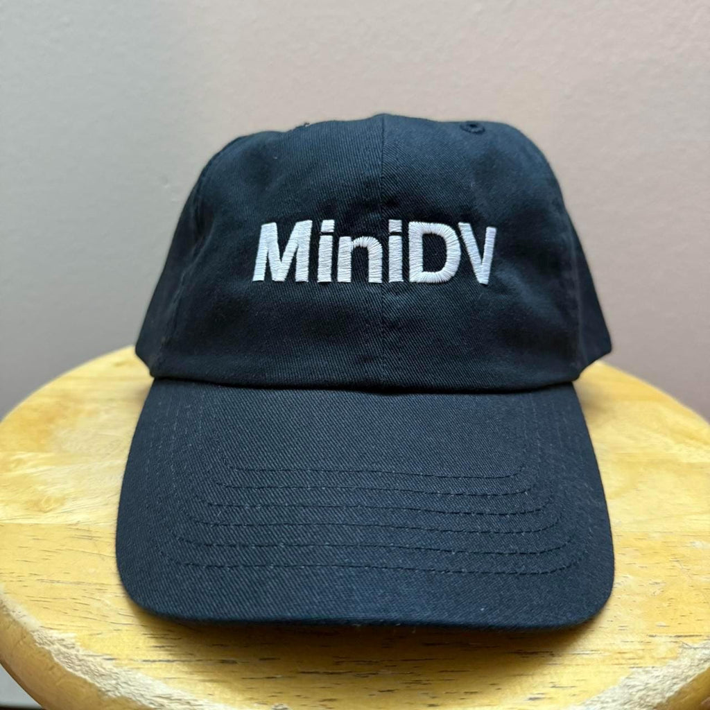 MiniDV black strap back dad hat