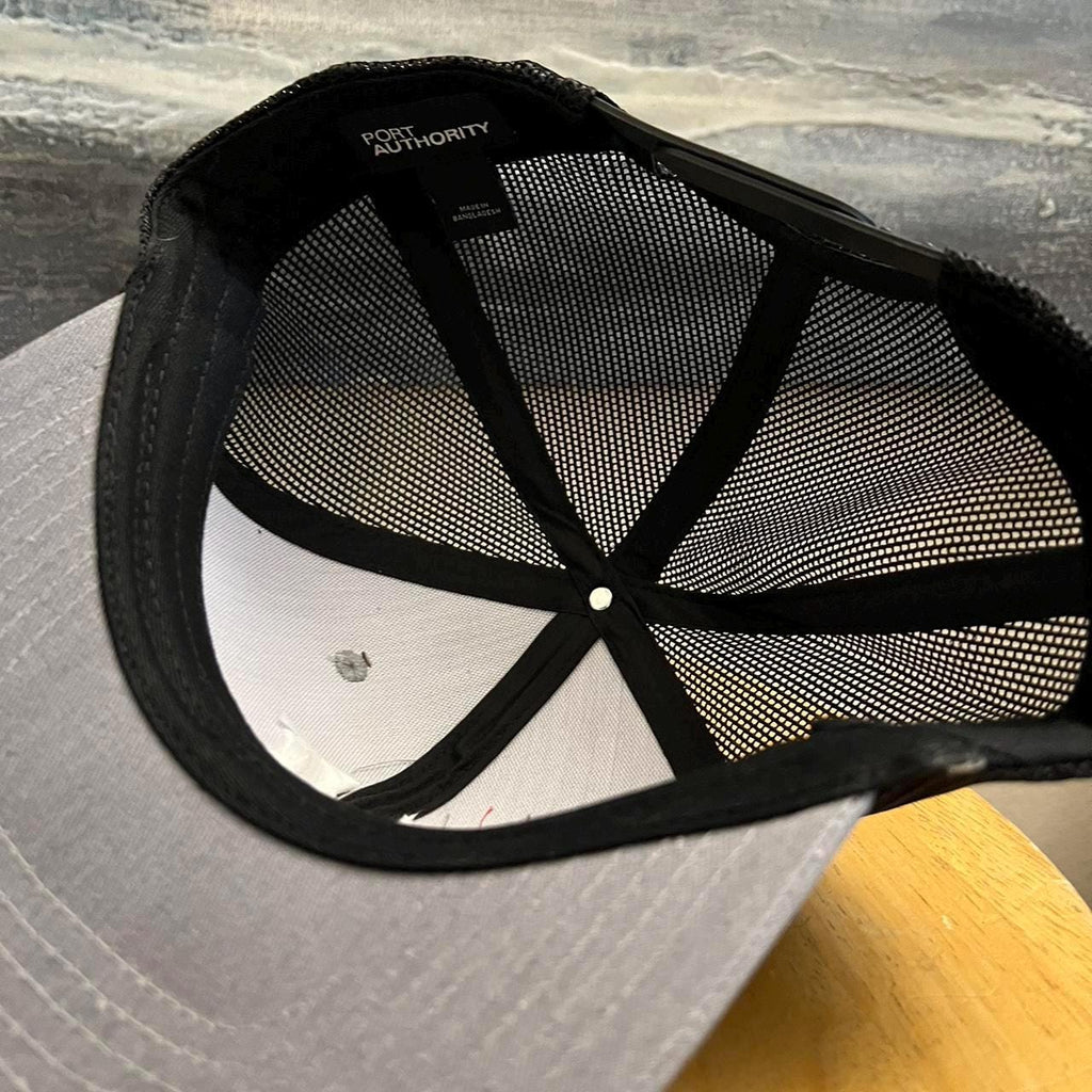 Grey and black Yankees Cubone Pokemon trucker hat