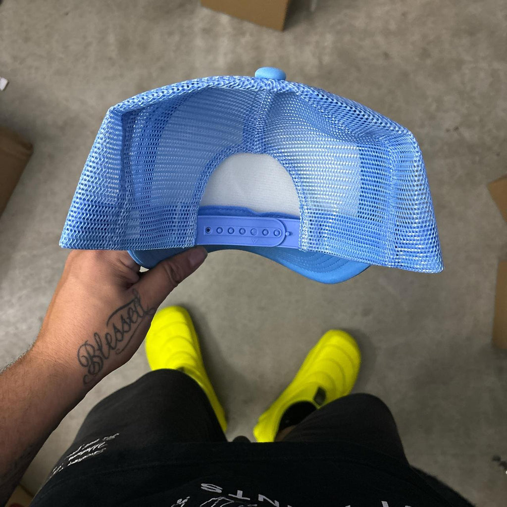 Baby blue BMW trucker hat