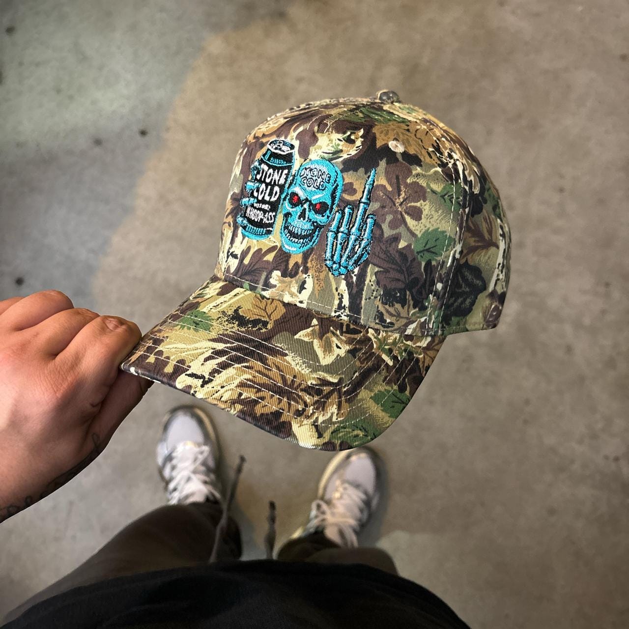Stone cold Steve Austin whoop ass camo SnapBack
