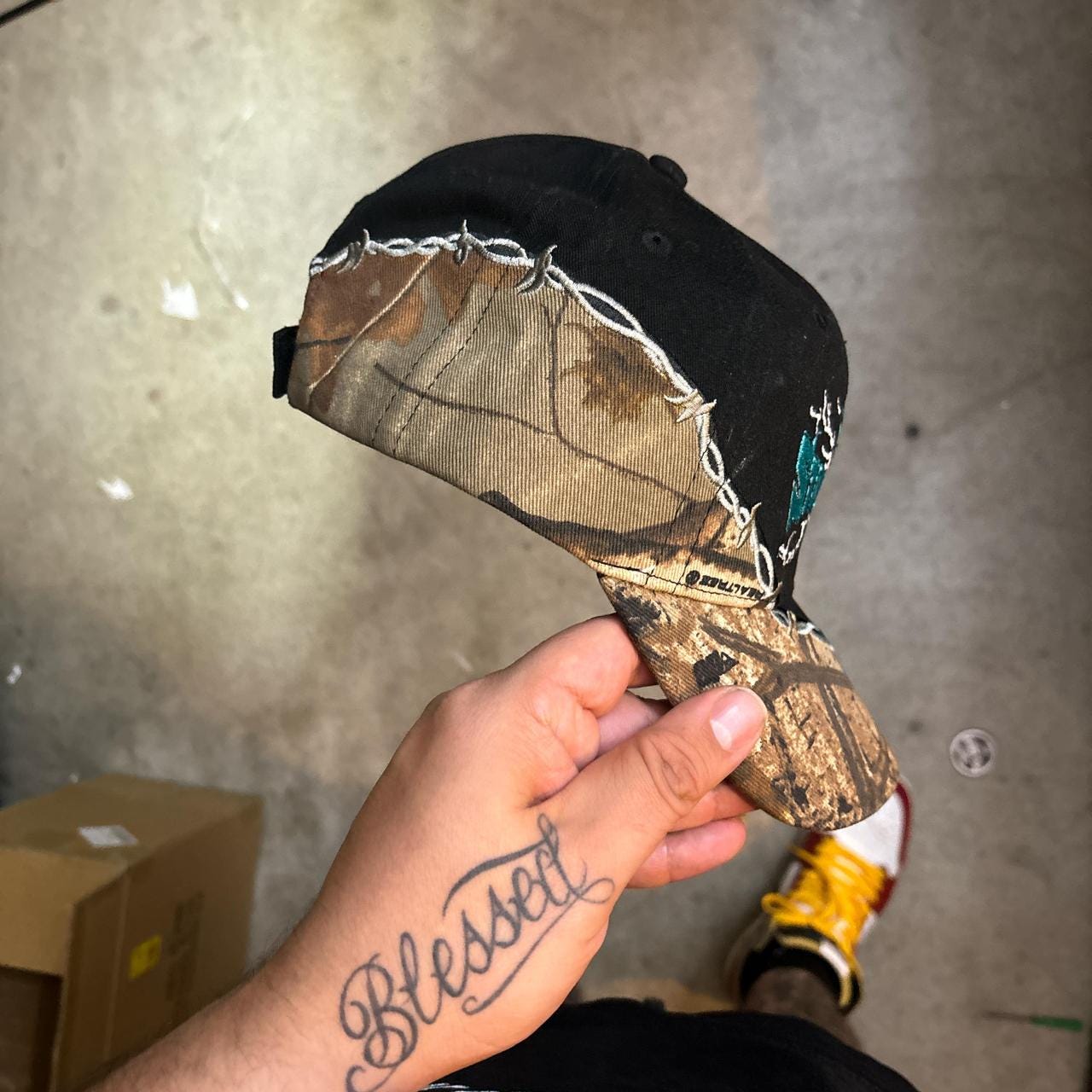 Stone Cold Steve Austin  barb wire real tree camo hat