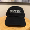 Seiko watches black strap back dad hat