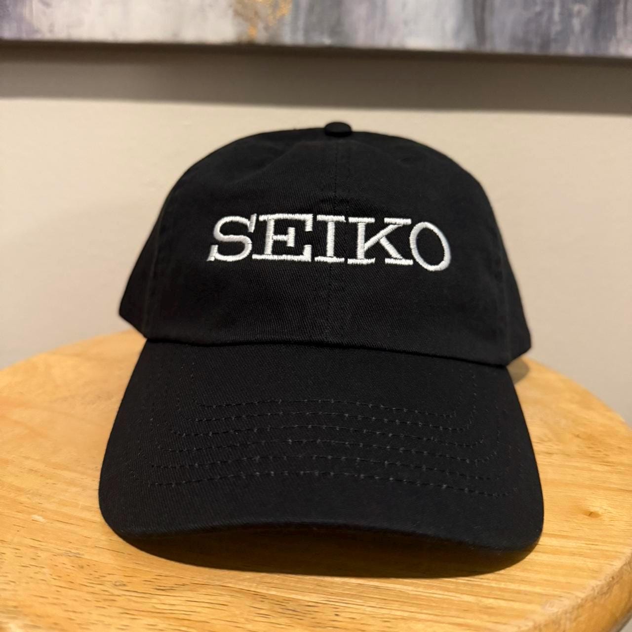 Seiko watches black strap back dad hat