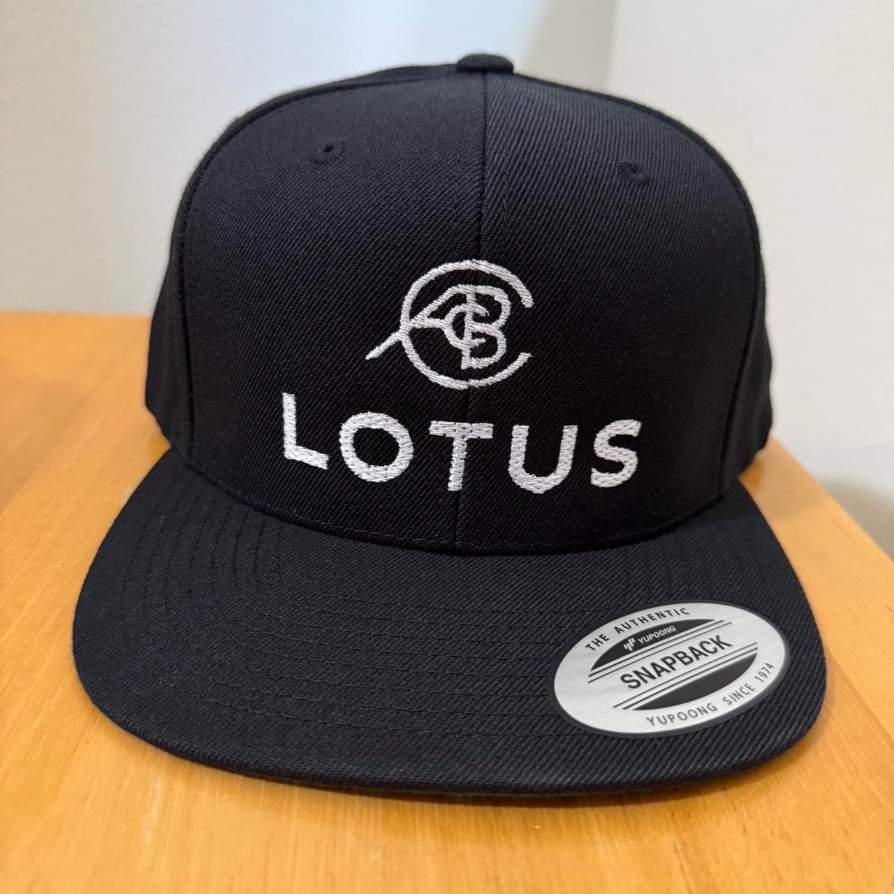 Lotus cars black snapback hat