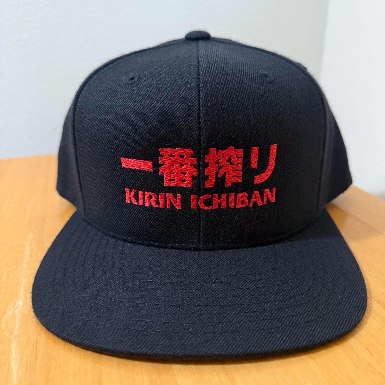 Kirin Ichiban snapback hat in black and red